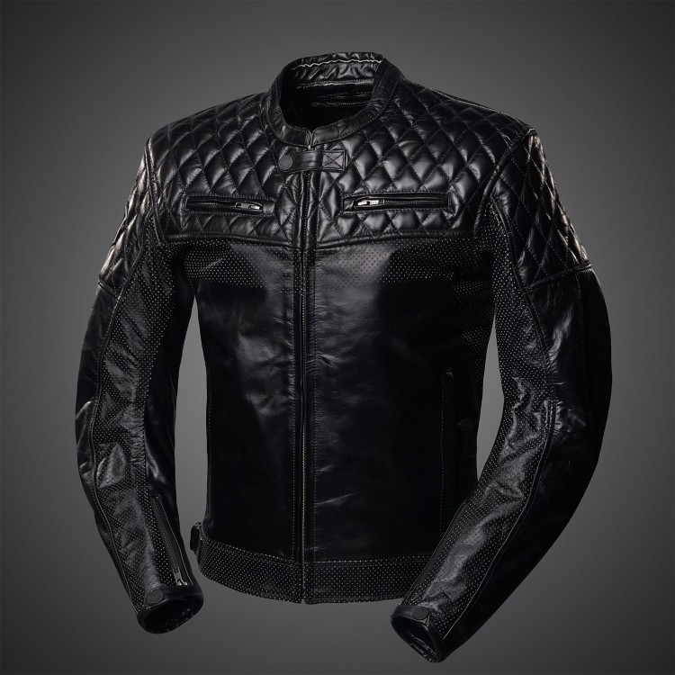 4SR leather motorcycle jacket Scrambler Petroleum II - front